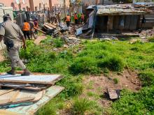 Law Enforcement Officials demolish unsafe informal structures in Qolweni 