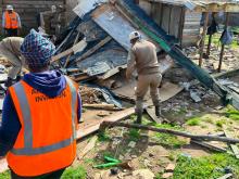 Law Enforcement Officials demolish unsafe informal structures in Qolweni 