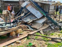 Law Enforcement Officials demolish unsafe informal structures in Qolweni 